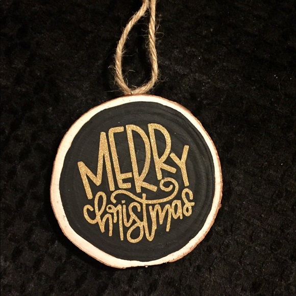 Other - Glitter Merry Christmas Wood Slice Ornament, New